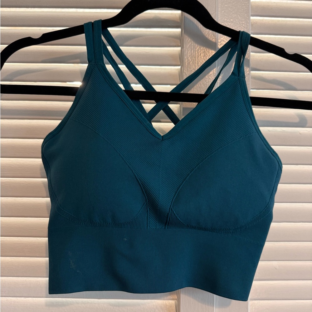 Teal Strappy Longline Bra